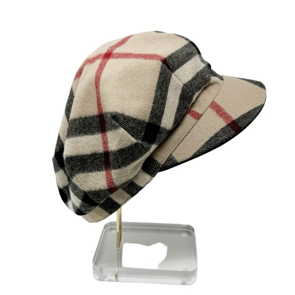 Burberry Wool Cashmere Check Newsboy Cap Hat Size M Nova Check Plaid $760 Retail - Picture 3 of 6